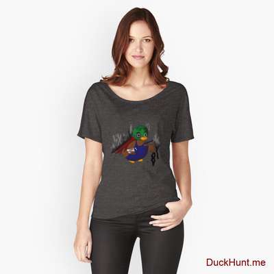 Dead Boss Duck (smoky) Charcoal Heather Relaxed Fit T-Shirt (Front printed) image