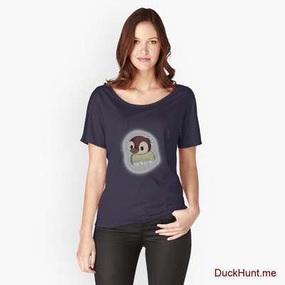 Ghost Duck (foggy) Navy Relaxed Fit T-Shirt (Front printed) image