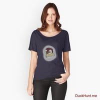 Ghost Duck (foggy) Navy Relaxed Fit T-Shirt (Front printed)