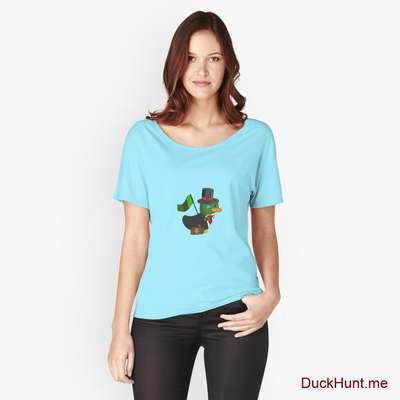 Golden Duck Turquoise Relaxed Fit T-Shirt (Front printed) image