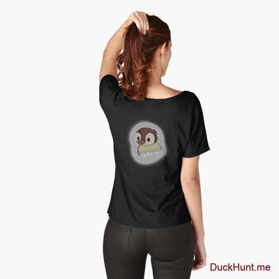 Ghost Duck (foggy) Black Relaxed Fit T-Shirt (Back printed) image