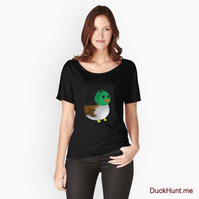Normal Duck Black Relaxed Fit T-Shirt (Front printed) image