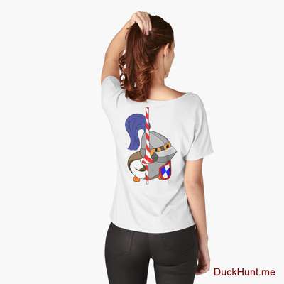 Armored Duck White Relaxed Fit T-Shirt (Back printed) image