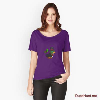 Golden Duck Purple Relaxed Fit T-Shirt (Front printed) image