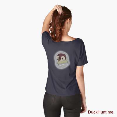 Ghost Duck (foggy) Navy Relaxed Fit T-Shirt (Back printed) image