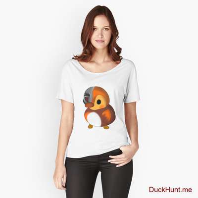 Mechanical Duck White Relaxed Fit T-Shirt (Front printed) image