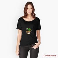 Kamikaze Duck Black Relaxed Fit T-Shirt (Front printed)