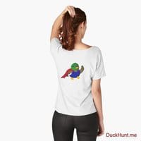 Alive Boss Duck White Relaxed Fit T-Shirt (Back printed)
