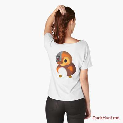 Mechanical Duck White Relaxed Fit T-Shirt (Back printed) image