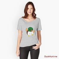 Super duck Heather Grey Relaxed Fit T-Shirt (Front printed)