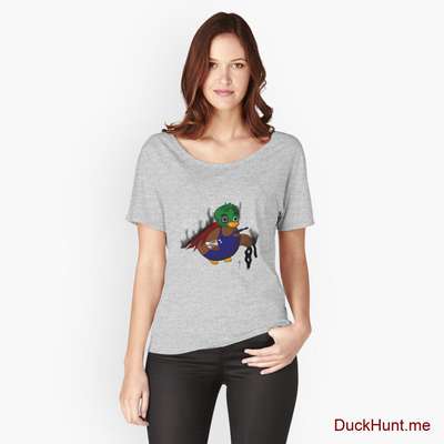 Dead Boss Duck (smoky) Heather Grey Relaxed Fit T-Shirt (Front printed) image