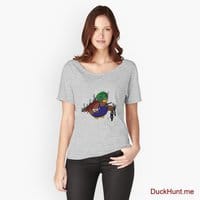 Dead Boss Duck (smoky) Heather Grey Relaxed Fit T-Shirt (Front printed)