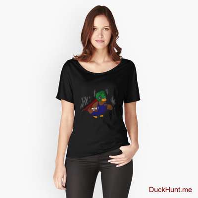 Dead Boss Duck (smoky) Black Relaxed Fit T-Shirt (Front printed) image