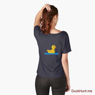 Plastic Duck Navy Relaxed Fit T-Shirt (Back printed) image