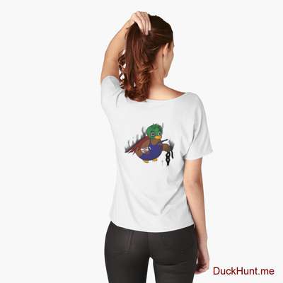 Dead Boss Duck (smoky) White Relaxed Fit T-Shirt (Back printed) image