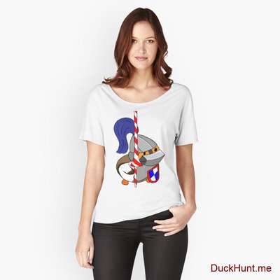 Armored Duck White Relaxed Fit T-Shirt (Front printed) image