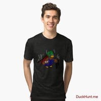 Dead Boss Duck (smoky) Black Tri-blend T-Shirt (Front printed)