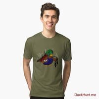 Dead Boss Duck (smoky) Green Tri-blend T-Shirt (Front printed)