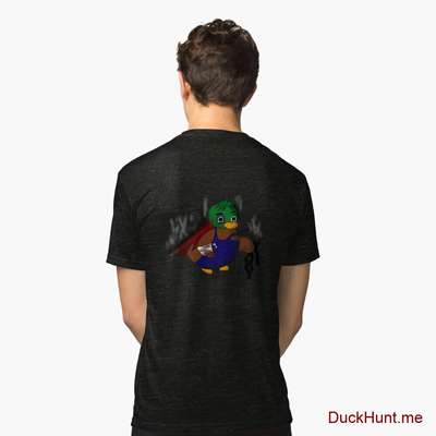 Dead Boss Duck (smoky) Black Tri-blend T-Shirt (Back printed) image