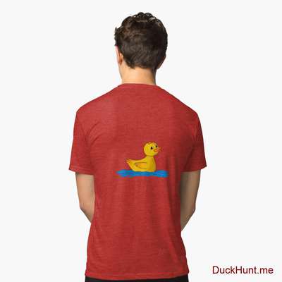 Plastic Duck Red Tri-blend T-Shirt (Back printed) image