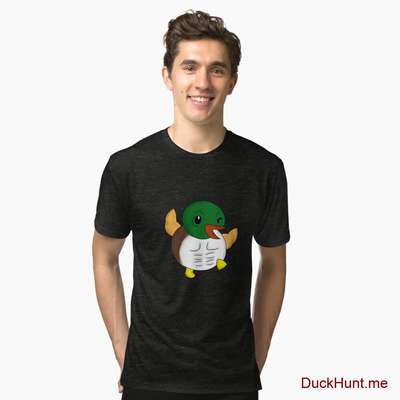 Super duck Black Tri-blend T-Shirt (Front printed) image
