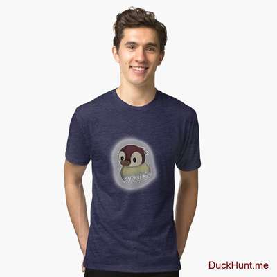 Ghost Duck (foggy) Navy Tri-blend T-Shirt (Front printed) image