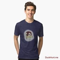 Ghost Duck (foggy) Navy Tri-blend T-Shirt (Front printed)