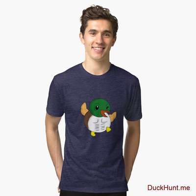 Super duck Navy Tri-blend T-Shirt (Front printed) image