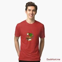 Kamikaze Duck Red Tri-blend T-Shirt (Front printed)