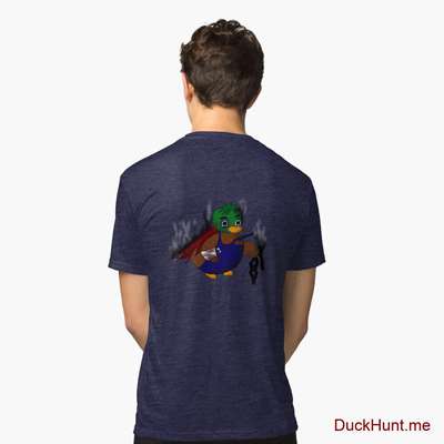 Dead Boss Duck (smoky) Navy Tri-blend T-Shirt (Back printed) image