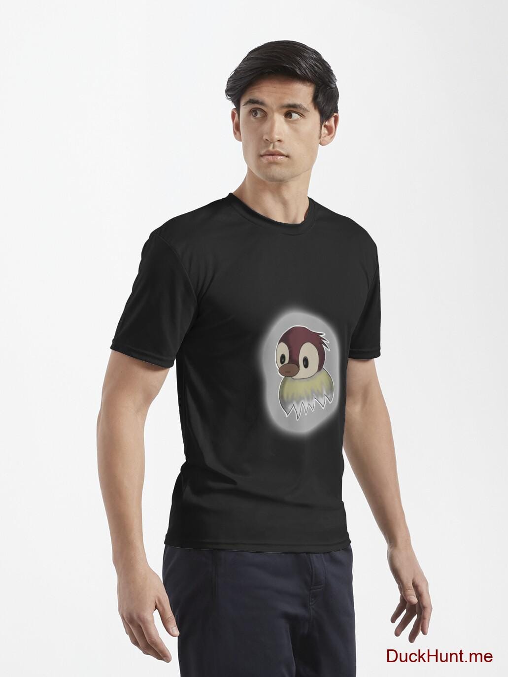 Ghost Duck (foggy) Black Active T-Shirt (Front printed) alternative image 6