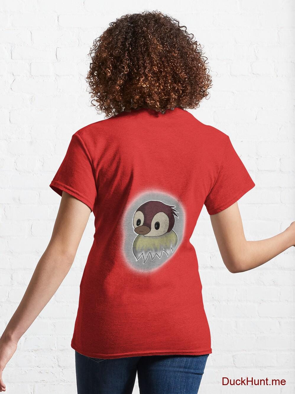 Ghost Duck (foggy) Red Classic T-Shirt (Back printed) alternative image 4