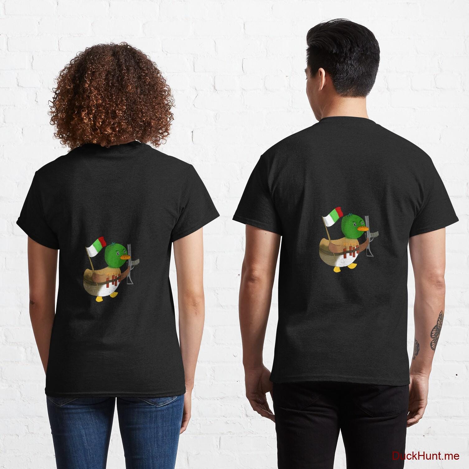 Kamikaze Duck Black Classic T-Shirt (Back printed)