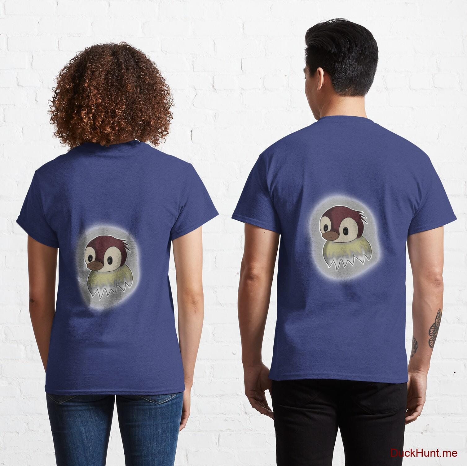 Ghost Duck (foggy) Blue Classic T-Shirt (Back printed)