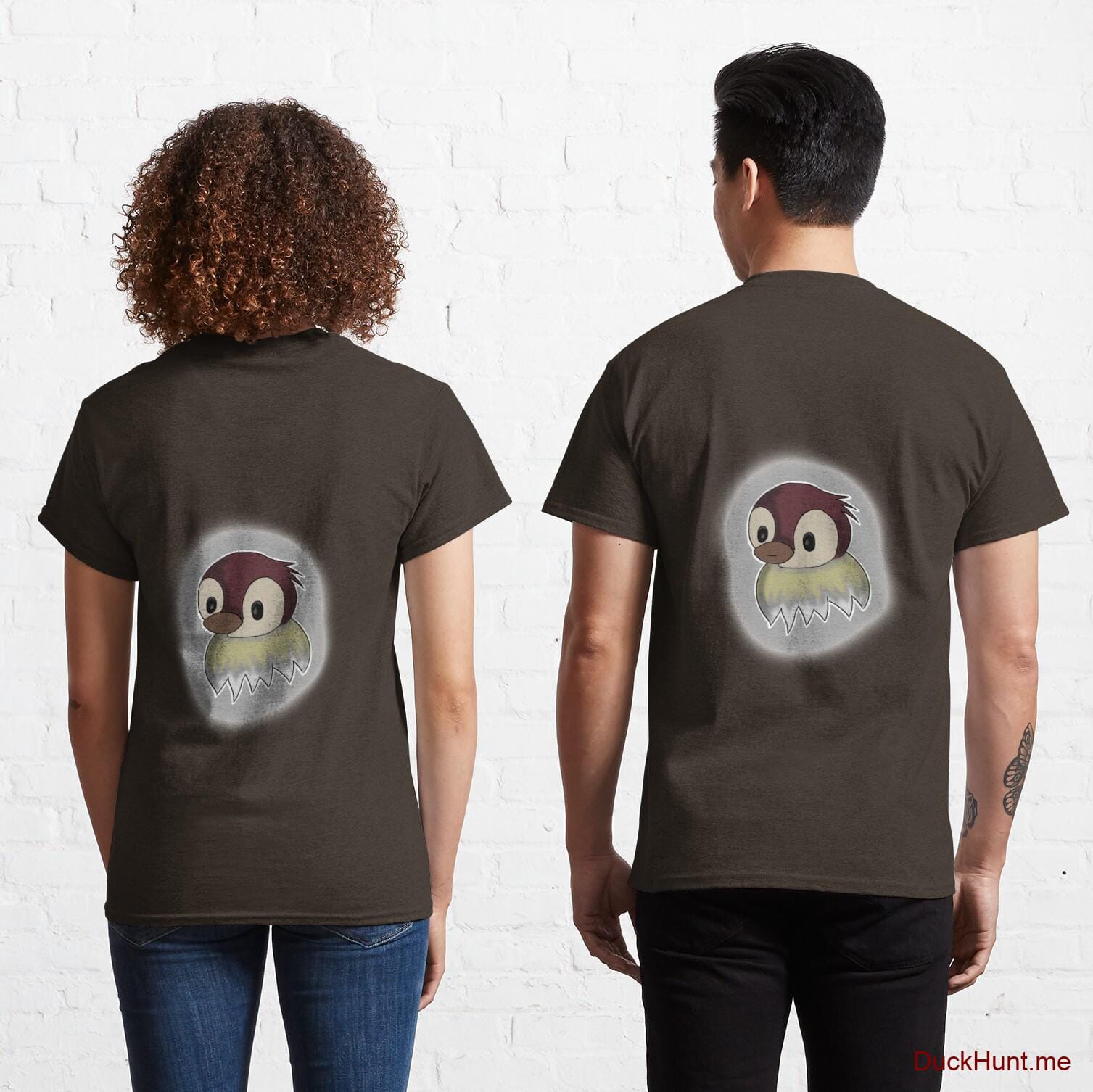 Ghost Duck (foggy) Brown Classic T-Shirt (Back printed)