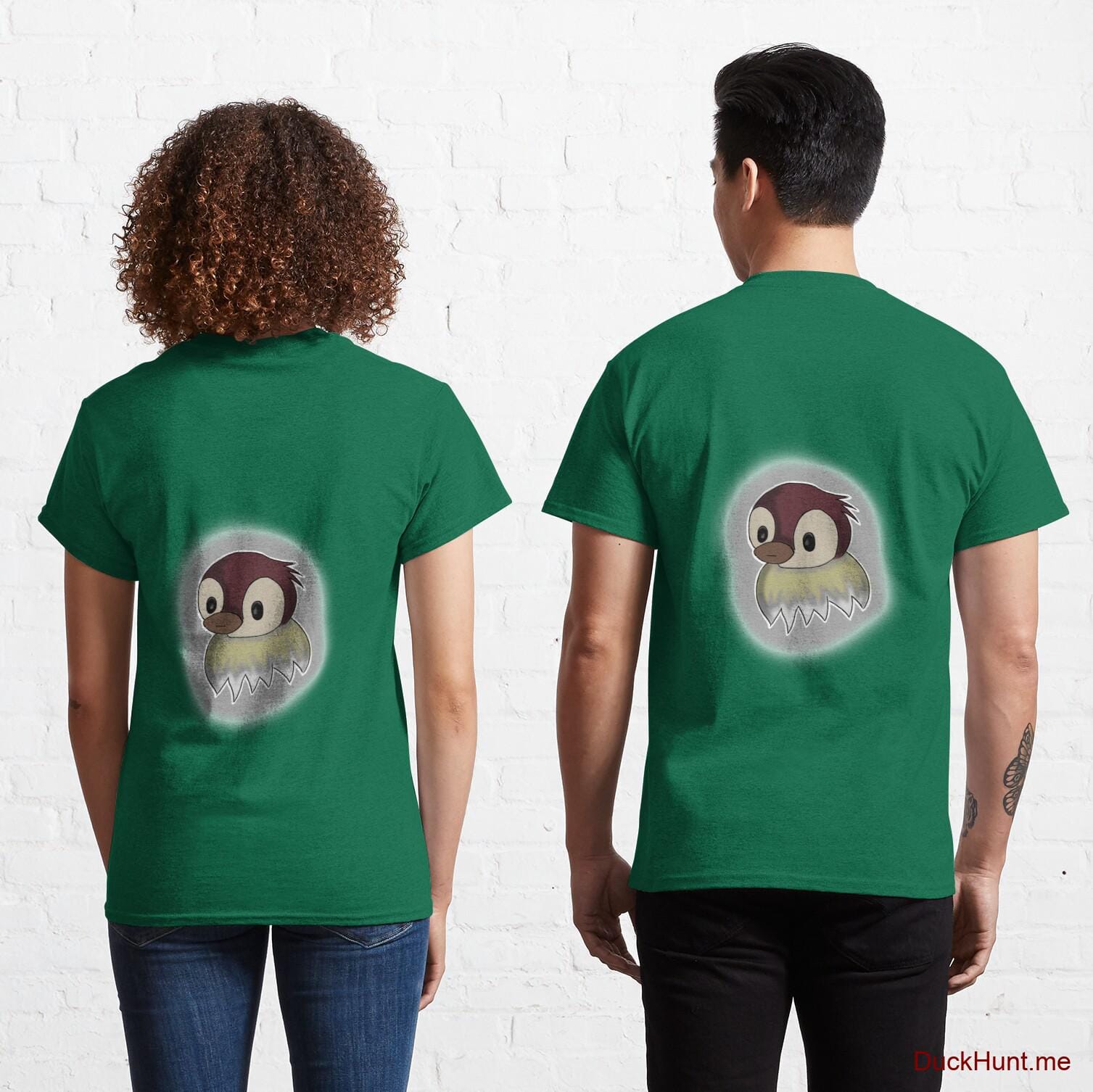 Ghost Duck (foggy) Green Classic T-Shirt (Back printed)