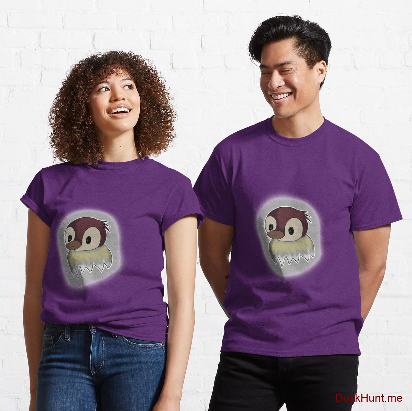 Ghost Duck (foggy) Purple Classic T-Shirt (Front printed)