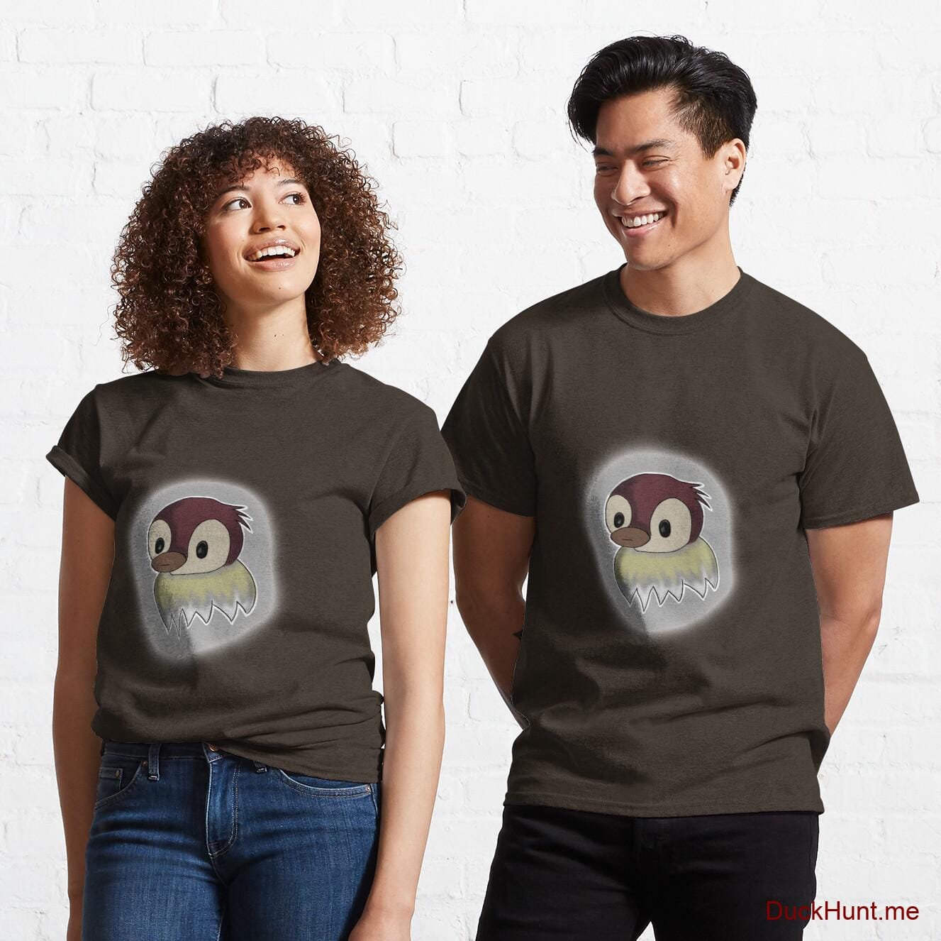 Ghost Duck (foggy) Brown Classic T-Shirt (Front printed)
