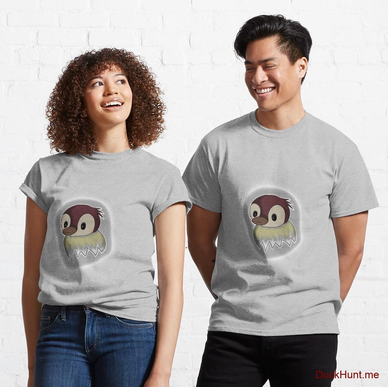 Ghost Duck (foggy) Heather Grey Classic T-Shirt (Front printed)