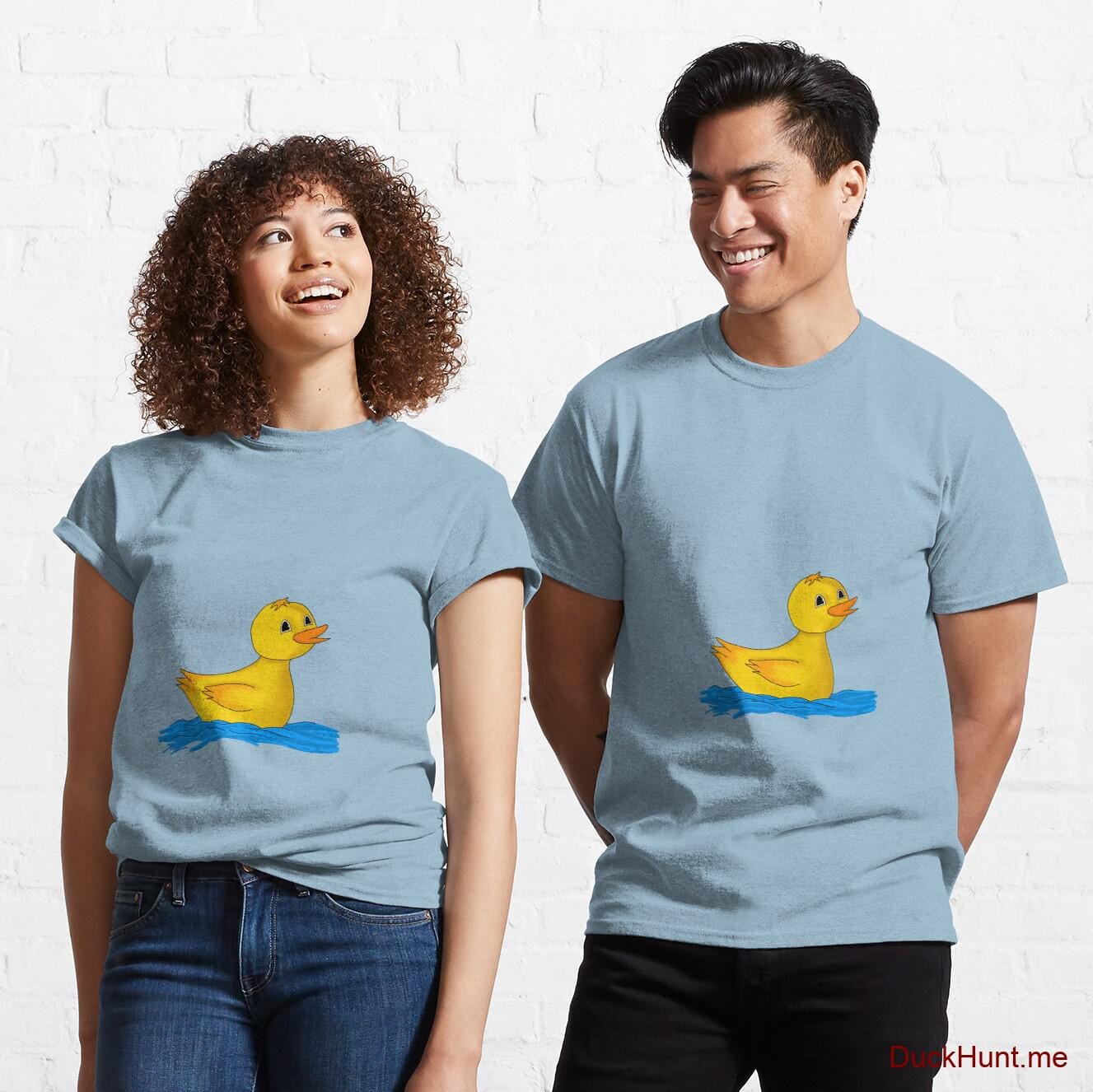 Plastic Duck Light Blue Classic T-Shirt (Front printed)