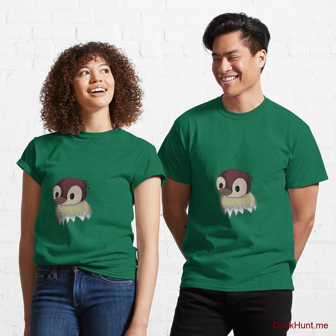 Ghost Duck (fogless) Green Classic T-Shirt (Front printed)