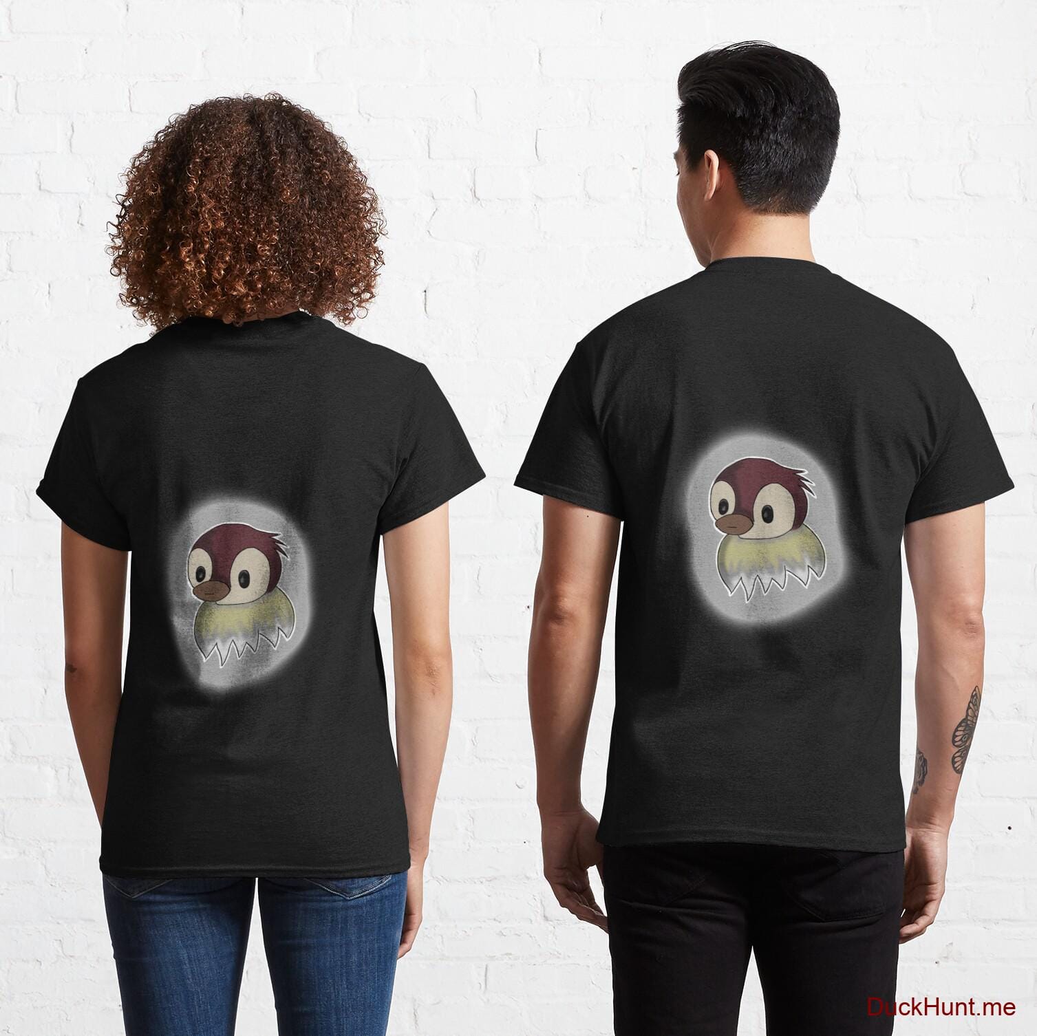 Ghost Duck (foggy) Black Classic T-Shirt (Back printed)