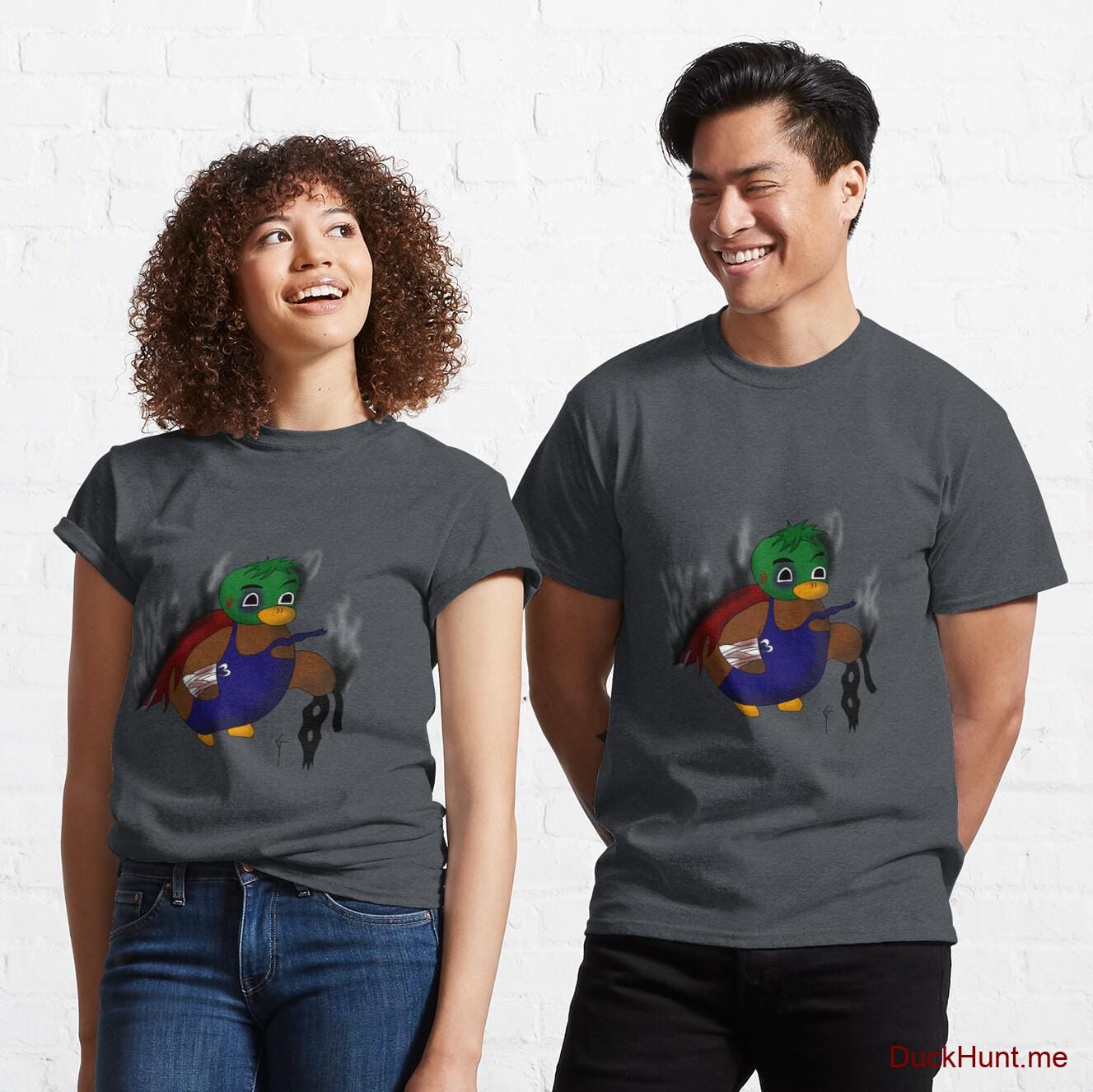 Dead Boss Duck (smoky) Denim Heather Classic T-Shirt (Front printed)