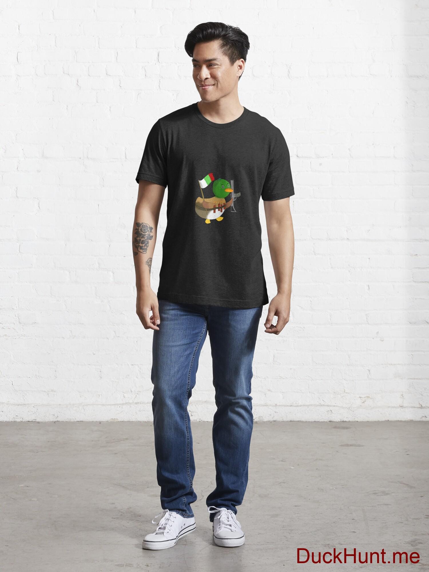 Kamikaze Duck Black Essential T-Shirt (Front printed) alternative image 4