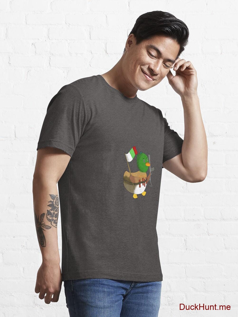 Kamikaze Duck Charcoal Heather Essential T-Shirt (Front printed) alternative image 6