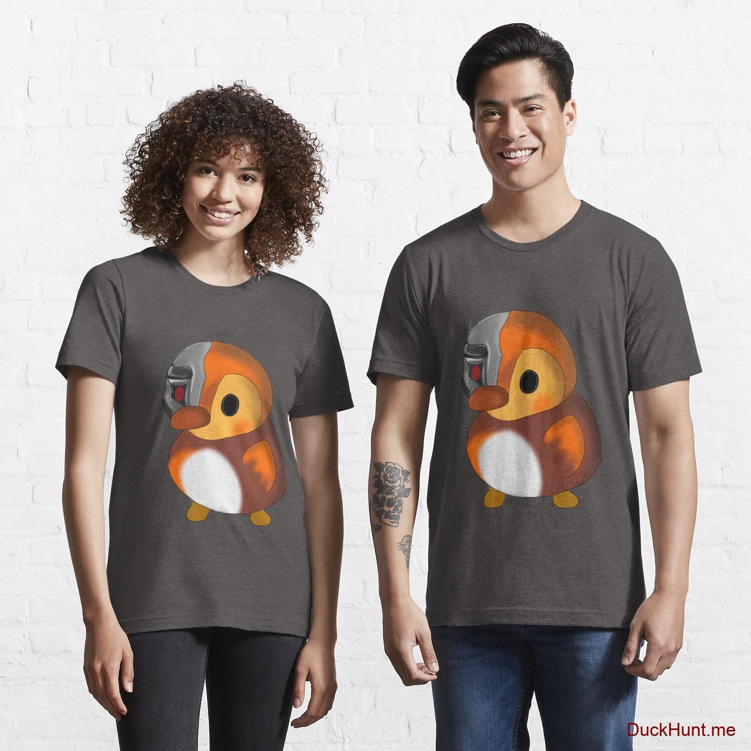 Mechanical Duck Charcoal Heather Essential T-Shirt (Front printed)