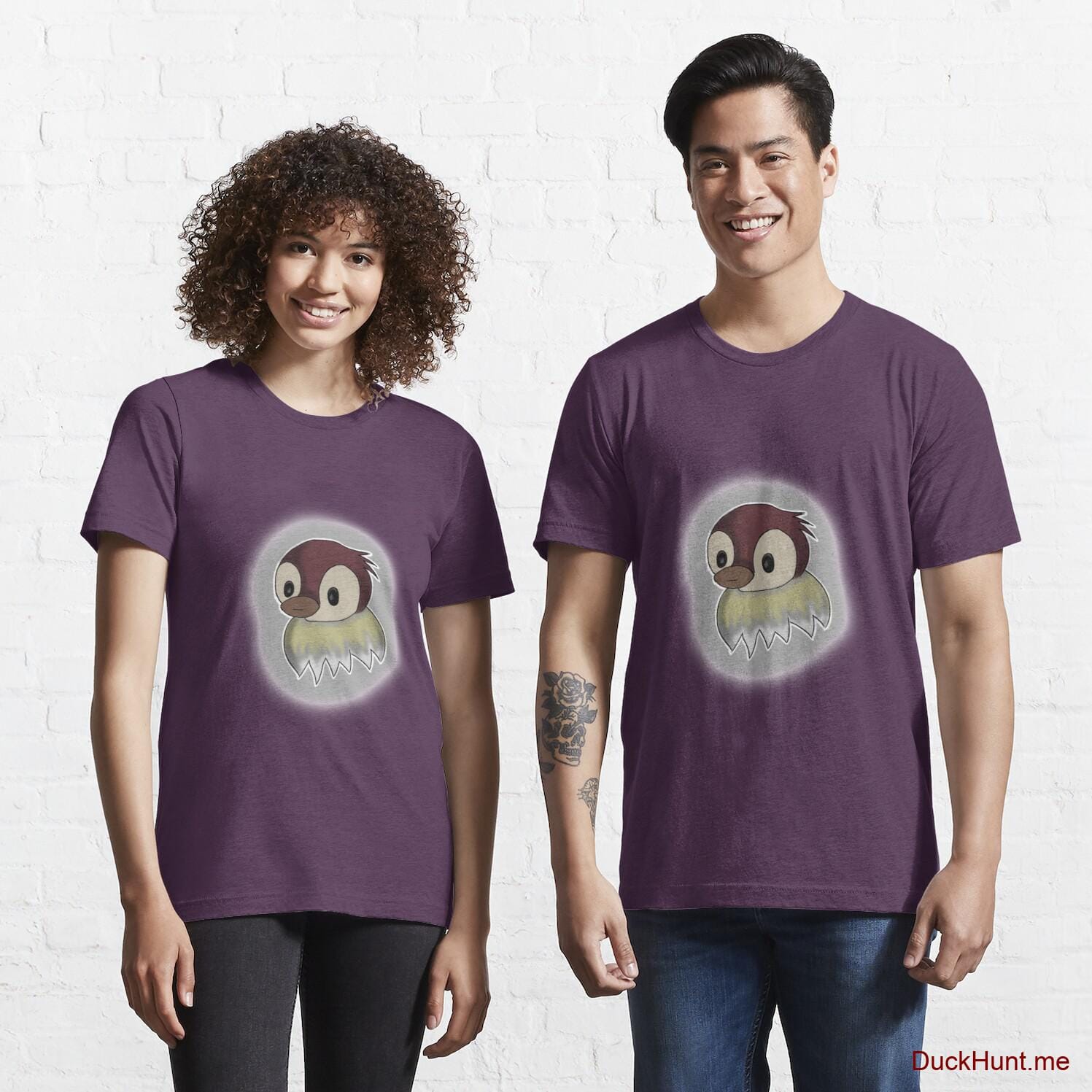 Ghost Duck (foggy) Eggplant Essential T-Shirt (Front printed)
