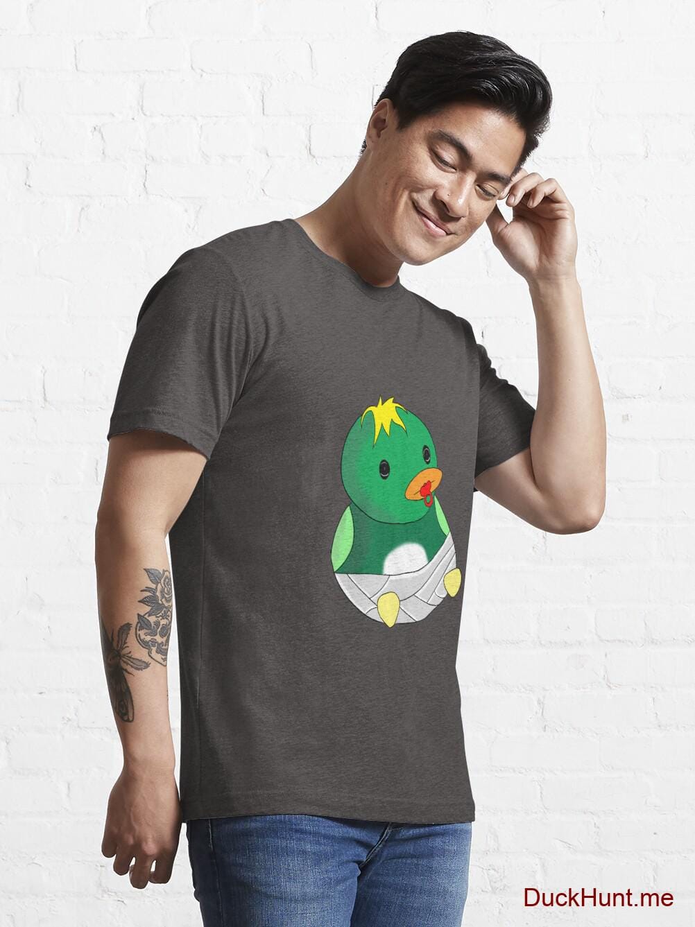 Baby duck Charcoal Heather Essential T-Shirt (Front printed) alternative image 6