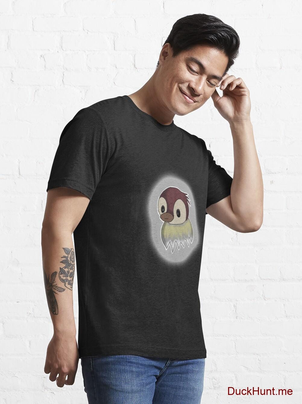 Ghost Duck (foggy) Black Essential T-Shirt (Front printed) alternative image 6