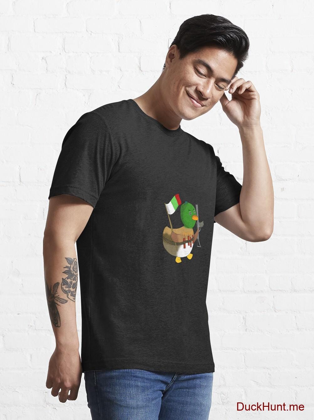 Kamikaze Duck Black Essential T-Shirt (Front printed) alternative image 6